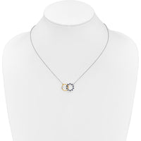 14K Two-Tone Gold Necklace with Round Sapphire and Diamond Interlocked Rings - 0.16 Carat Total Gemstone Weight by Lumare Gioia