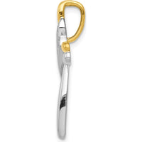 14K Two-Tone Gold Omega Slide Cross Pendant with 1/20 Carat Round Natural Diamonds by Monteluci Fine Jewelry