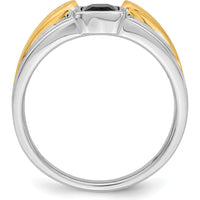 14K Two-Tone Gold Onyx and Diamond Men's Ring with Octagon Onyx and Round Diamonds - 0.77 Carat Total Onyx Weight, 0.04 Carat Total Diamond Weight by 0