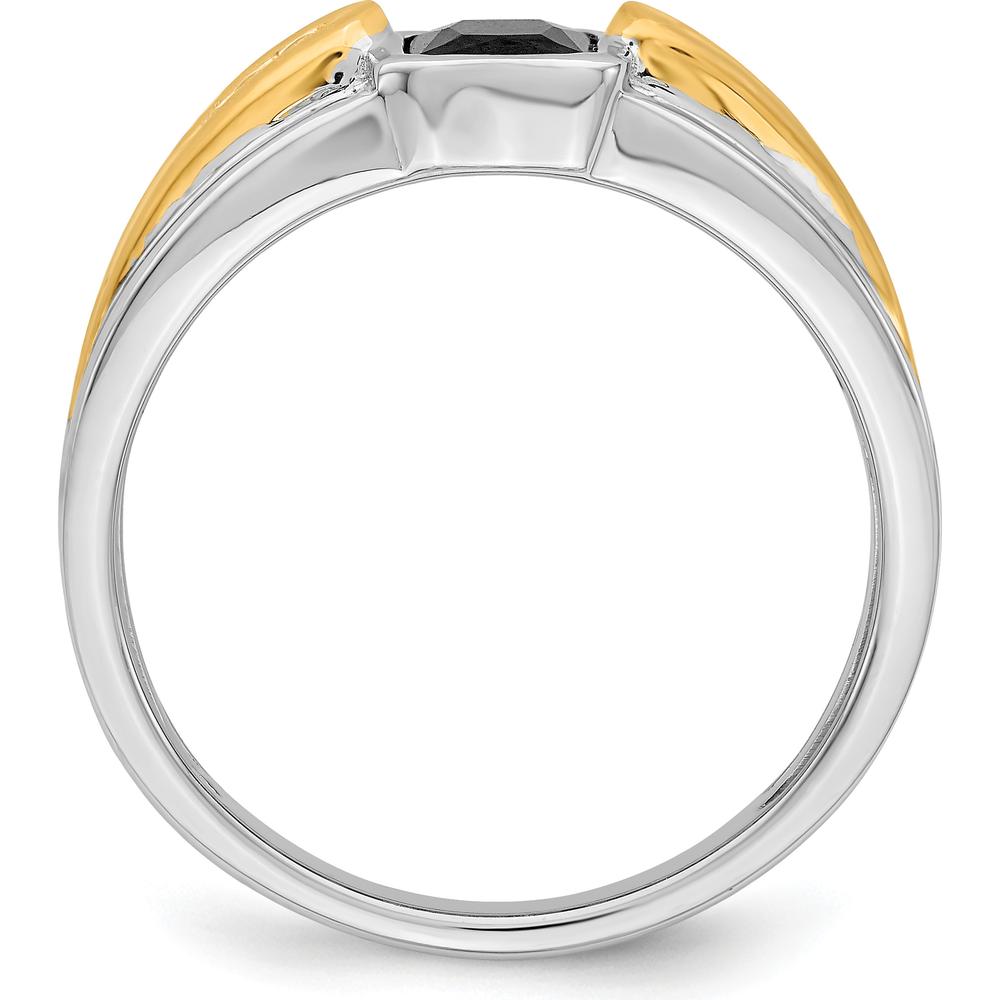 14K Two-Tone Gold Onyx and Diamond Men's Ring with Octagon Onyx and Round Diamonds - 0.77 Carat Total Onyx Weight, 0.04 Carat Total Diamond Weight by 0