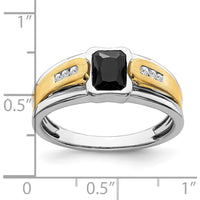 14K Two-Tone Gold Onyx and Diamond Men's Ring with Octagon Onyx and Round Diamonds - 0.77 Carat Total Onyx Weight, 0.04 Carat Total Diamond Weight by 0