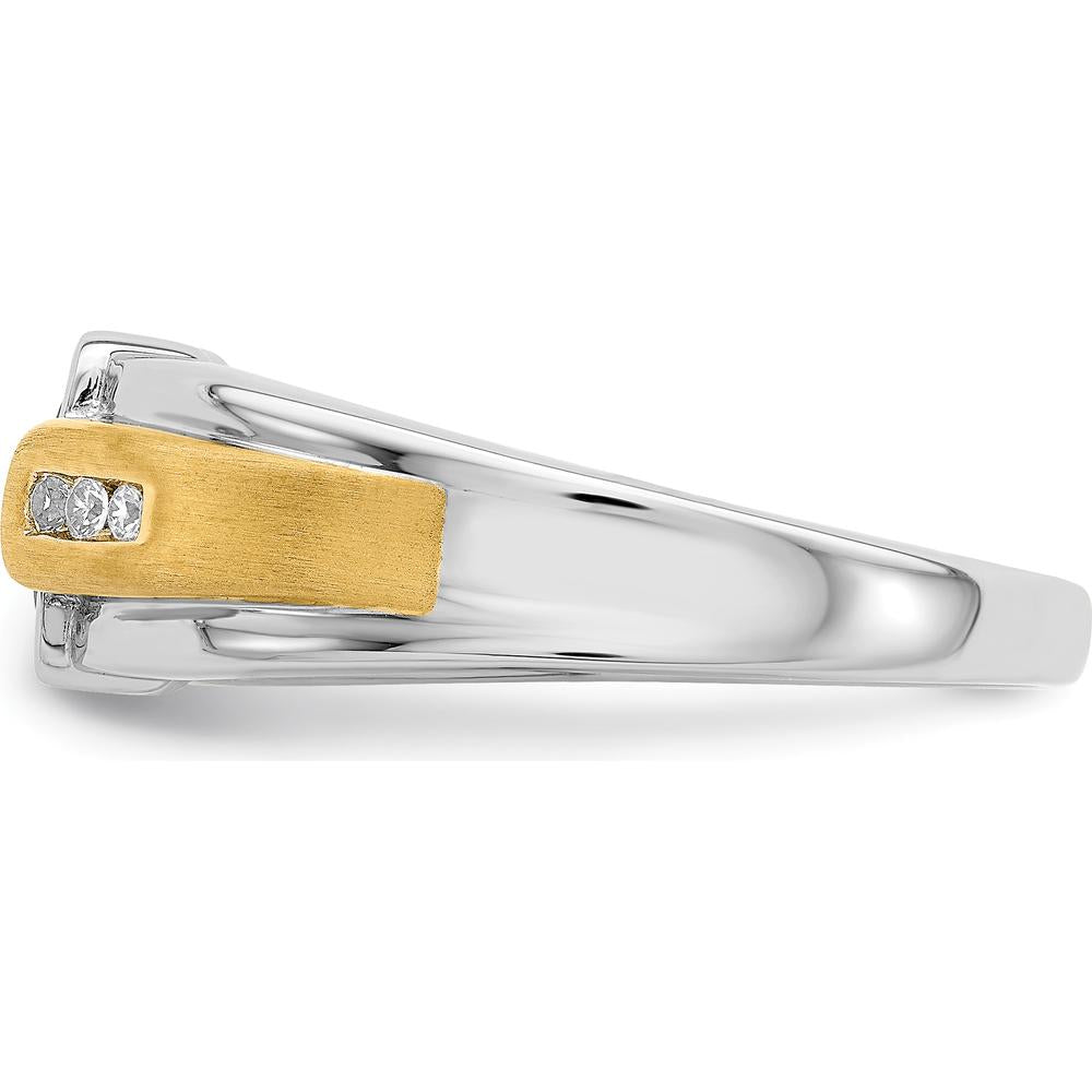 14K Two-Tone Gold Onyx and Diamond Men's Ring with Octagon Onyx and Round Diamonds - 0.77 Carat Total Onyx Weight, 0.04 Carat Total Diamond Weight by 0