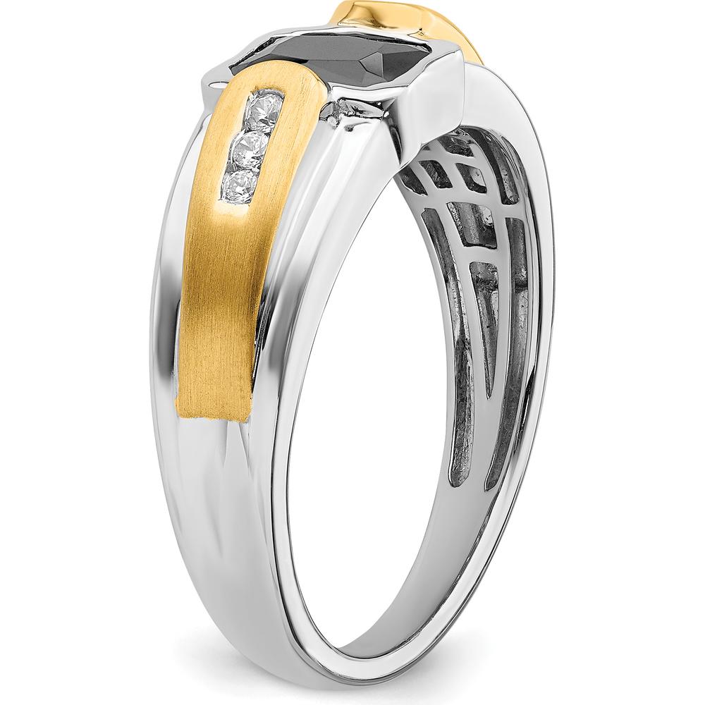 14K Two-Tone Gold Onyx and Diamond Men's Ring with Octagon Onyx and Round Diamonds - 0.77 Carat Total Onyx Weight, 0.04 Carat Total Diamond Weight by 0