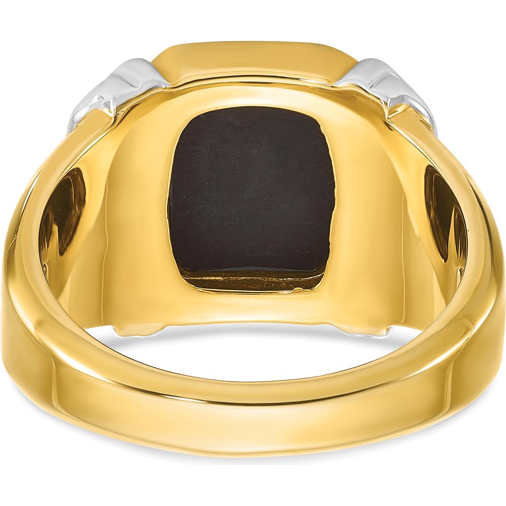 14K Two-Tone Gold Onyx Men's Ring with Geometric Design by IBGoodman