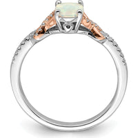 14K Two-Tone Gold Opal & Diamond Ring with 0.75 Carat Opal & 0.02 Carat Total Diamond Weight by 0