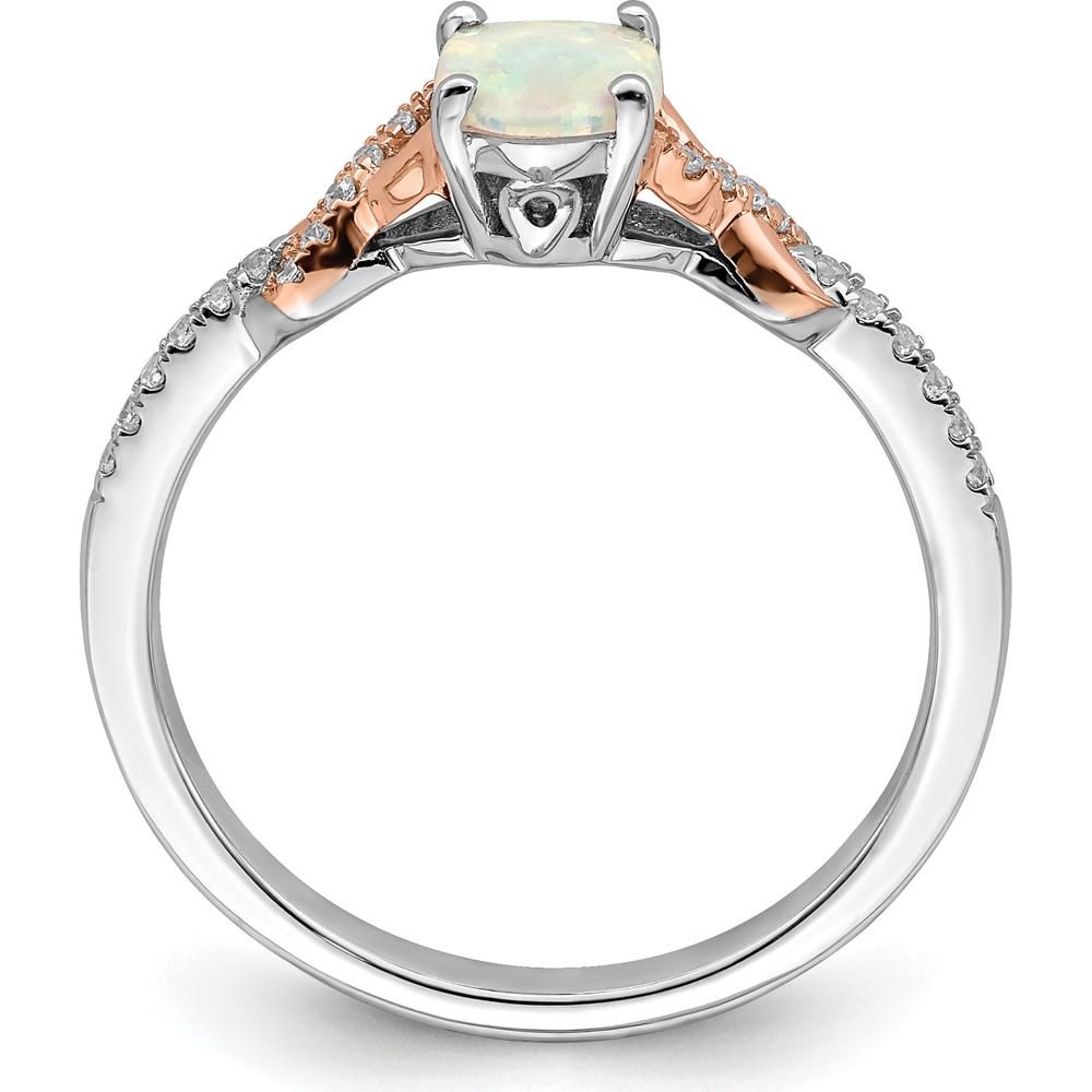 14K Two-Tone Gold Opal & Diamond Ring with 0.75 Carat Opal & 0.02 Carat Total Diamond Weight by 0