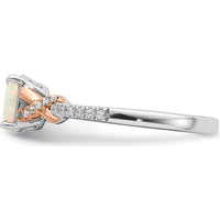 14K Two-Tone Gold Opal & Diamond Ring with 0.75 Carat Opal & 0.02 Carat Total Diamond Weight by 0