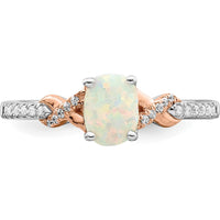 14K Two-Tone Gold Opal & Diamond Ring with 0.75 Carat Opal & 0.02 Carat Total Diamond Weight by 0