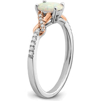 14K Two-Tone Gold Opal & Diamond Ring with 0.75 Carat Opal & 0.02 Carat Total Diamond Weight by 0