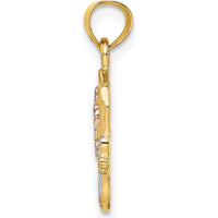 14K Two-Tone Gold Open Holy Bible with Cross Pendant Charm - 21.5mm by Oro Pregiato