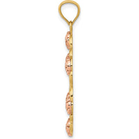 14K Two-Tone Gold Our Lady Of Guadalupe Oval Pendant with Rhodium Accents and Diamond-Cut Flower Detailing by Oro Pregiato