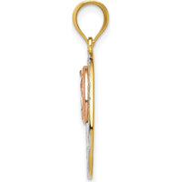 14K Two-Tone Gold Our Lady of Guadalupe Oval Pendant with Textured Finish by Oro Pregiato