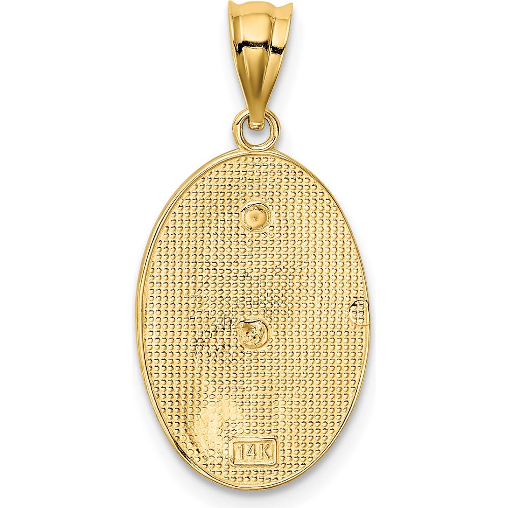 14K Two-Tone Gold Our Lady of Guadalupe Oval Pendant with Textured Finish by Oro Pregiato