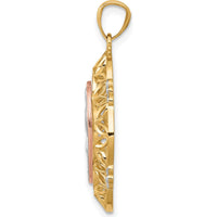 14K Two-Tone Gold Our Lady of Guadalupe Pendant with White Rhodium Accents - 29.2mm Length by Oro Pregiato
