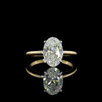 14K Two-Tone Gold Oval Cut Lab Diamond Solitaire Ring - 2.57 Carat E VS1 IGI Certified - Covaloro Fine Jewelry