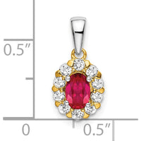 14K Two-Tone Gold Oval Ruby and Diamond Halo Pendant - 0.5 Carat Ruby, 0.35 Carat Diamond Total Weight by Lumare Gioia