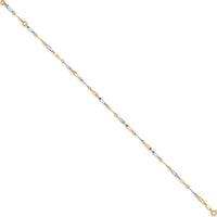 14K Two-Tone Gold Oval Twist Link Anklet with 1" Extender - Adjustable Fashion Jewelry