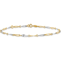 14K Two-Tone Gold Oval Twist Link Anklet with 1" Extender - Adjustable Fashion Jewelry