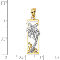 14K Two-Tone Gold Palm Tree in Frame Pendant - 32.25mm Length by Oro Pregiato