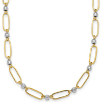 14K Two-Tone Gold Paperclip Link and Faceted Beads Necklace - 18 Inches by 0