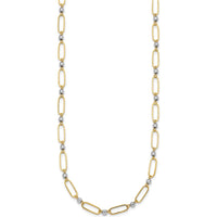 14K Two-Tone Gold Paperclip Link and Faceted Beads Necklace - 18 Inches by 0