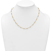 14K Two-Tone Gold Paperclip Link and Faceted Beads Necklace - 18 Inches by 0