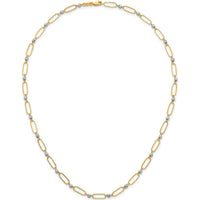 14K Two-Tone Gold Paperclip Link and Faceted Beads Necklace - 18 Inches by 0