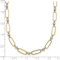14K Two-Tone Gold Paperclip Link and Faceted Beads Necklace - 18 Inches by 0