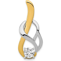 14K Two-Tone Gold Peg-Set Fancy Slide Pendant Mounting for 4mm or 6mm Omega Chain by Oro Pregiato