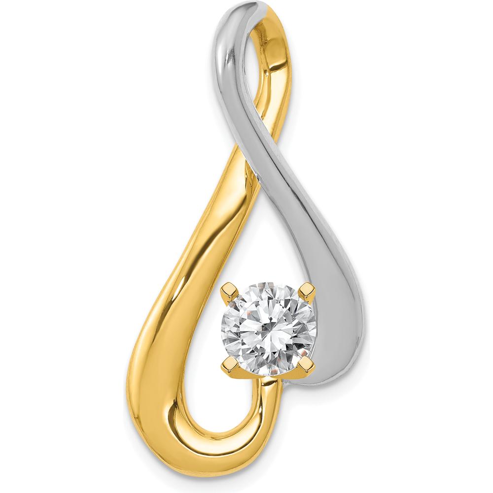 14K Two-Tone Gold Pendant Mounting for 6mm Diamond Slide with Peg-Set Design by Oro Pregiato