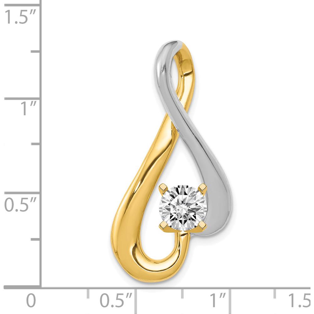 14K Two-Tone Gold Pendant Mounting for 6mm Diamond Slide with Peg-Set Design by Oro Pregiato