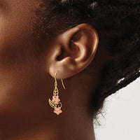 14K Two-Tone Gold Plumeria Dangle Earrings with Rose Gold Petals by 0