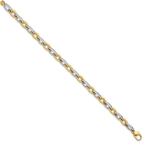 14K Two-Tone Gold Polished 7mm Oval Link Bracelet - 7.25" Length by 0