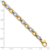 14K Two-Tone Gold Polished 7mm Oval Link Bracelet - 7.25" Length by 0