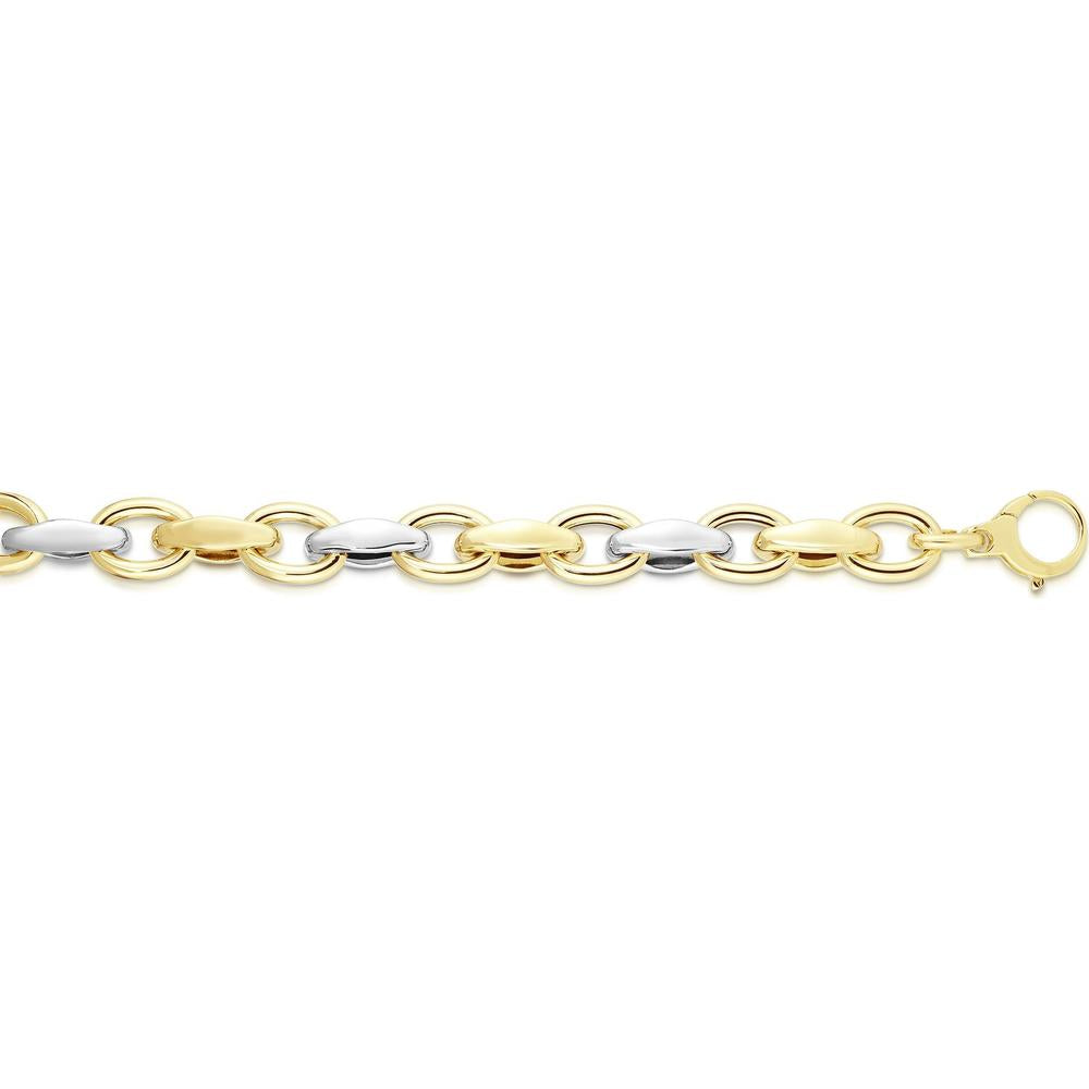 14K Two-Tone Gold Polished Alternating Three Plus One Heritage Link Bracelet - 7.75" by Orozza Fine Jewelry
