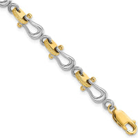 14K Two-Tone Gold Polished Anchor Shackle Bracelet - 7.5" by Oro Pregiato