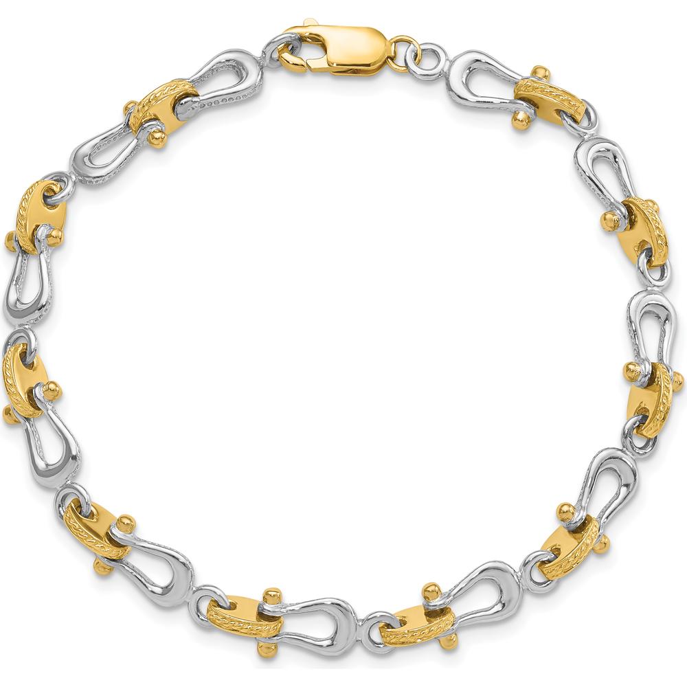 14K Two-Tone Gold Polished Anchor Shackle Bracelet - 7.5" by Oro Pregiato