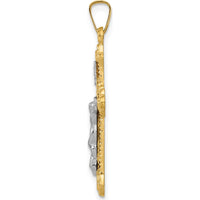 14K Two-Tone Gold Polished & Brushed INRI Crucifix Pendant - 32mm Length by Oro Pregiato