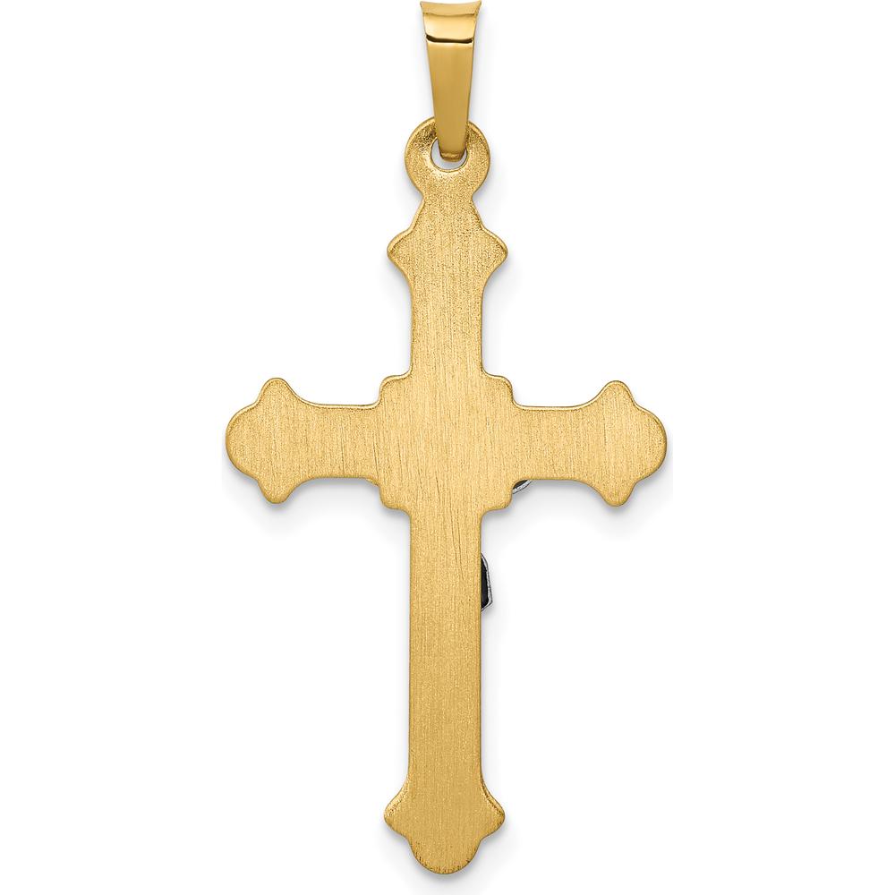 14K Two-Tone Gold Polished & Brushed INRI Crucifix Pendant - 32mm Length by Oro Pregiato