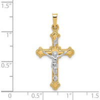 14K Two-Tone Gold Polished & Brushed INRI Crucifix Pendant - 32mm Length by Oro Pregiato