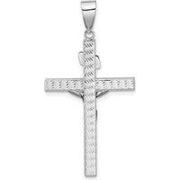 14K Two-Tone Gold Polished and Diamond-cut Crucifix Pendant with Rhodium-Plated Accents - 43.7mm Length by Oro Pregiato