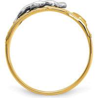 14K Two-Tone Gold Polished & Diamond-Cut Men's Crucifix Ring - Symbol of Faith & Strength by Oro Pregiato