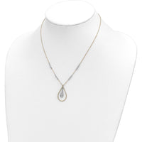 14K Two-Tone Gold Polished and Diamond-Cut Teardrop Pendant Necklace - 17 Inches by 0