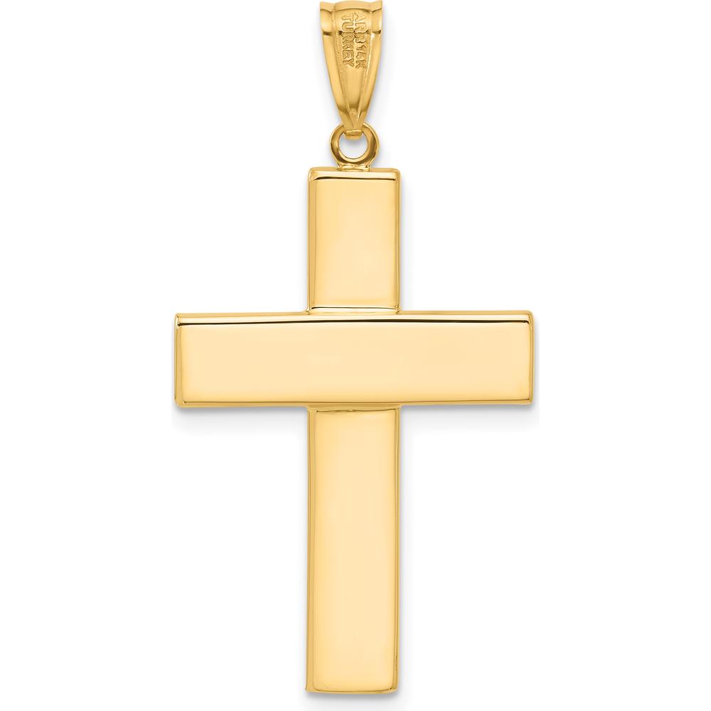 14K Two-Tone Gold Polished and Textured Crucifix Pendant - 36mm Length by Oro Pregiato