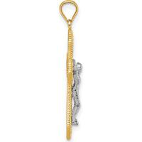 14K Two-Tone Gold Polished and Textured Filigree Passion Crucifix Pendant - 32.8mm Length by Oro Pregiato