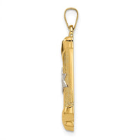 14K Two-Tone Gold Polished and Textured Torah Scroll with Star of David Pendant - 31mm Length by Oro Pregiato