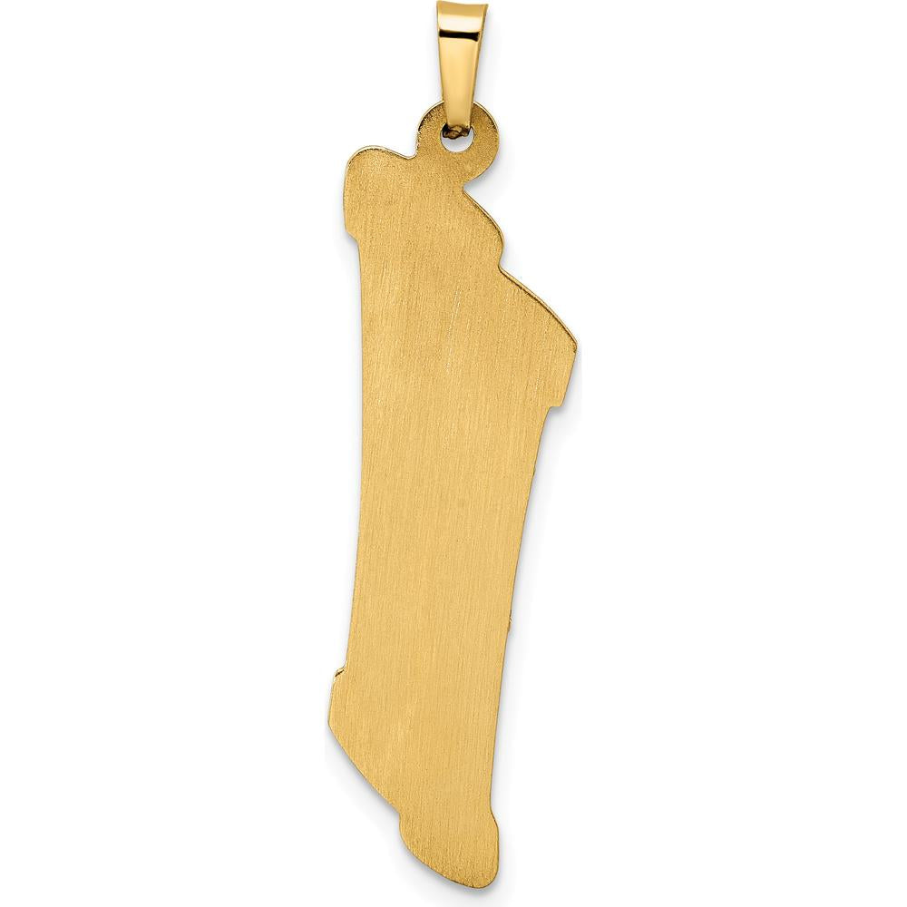 14K Two-Tone Gold Polished and Textured Torah Scroll with Star of David Pendant - 37mm Length by Oro Pregiato