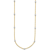 14K Two-Tone Gold Polished Bead Fancy 17" Station Necklace by 0