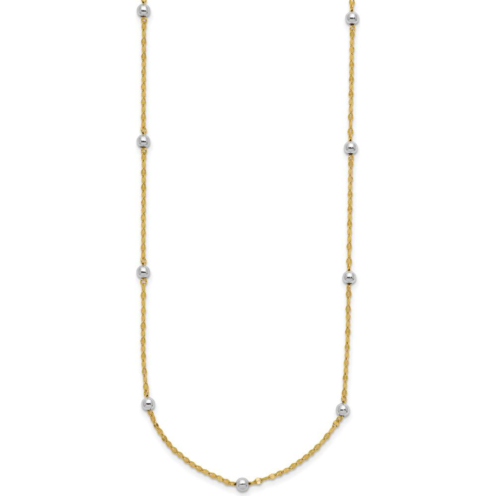 14K Two-Tone Gold Polished Bead Fancy 17" Station Necklace by 0