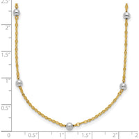 14K Two-Tone Gold Polished Bead Fancy 17" Station Necklace by 0